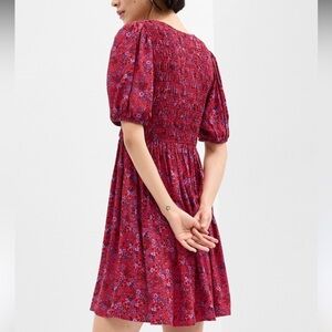 Gap Smocked Puff Sleeve Mini Dress